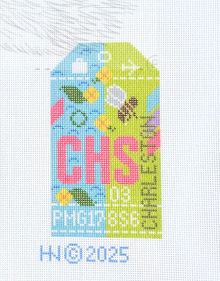 Charleston 2.0 Retro Travel Tag Needlepoint Canvas