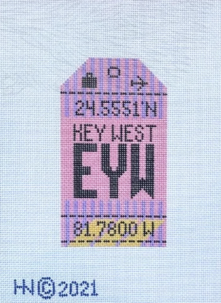 Key West Retro Travel Tag Needlepoint Canvas