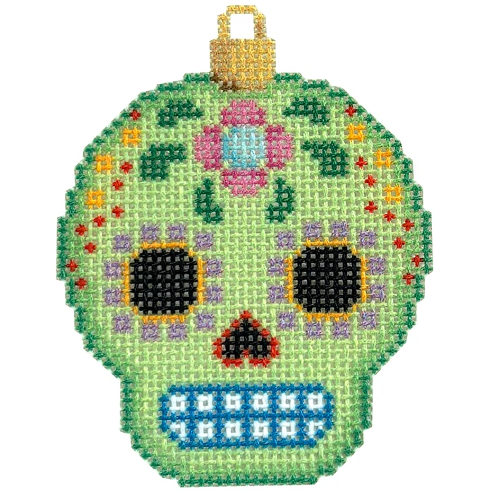 Sugar Skull Ornament - Lime