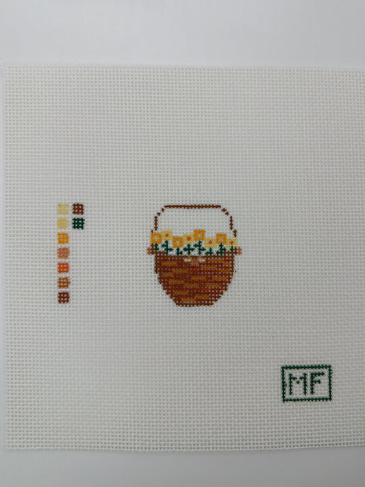 Lightship Basket with Yellow Daffodil Flowers