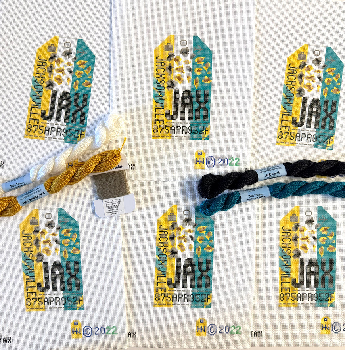 JAX - Jacksonville Florida Retro Travel Tag Needlepoint Canvas
