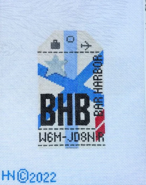 Bar Harbor Retro Travel Tag Needlepoint Canvas