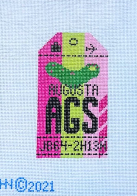 Augusta Retro Travel Tag Needlepoint Canvas