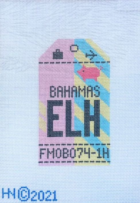 Bahamas Retro Travel Tag Needlepoint Canvas