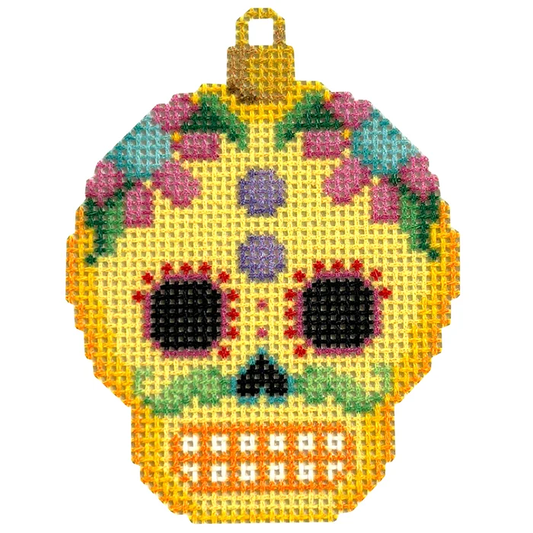 Sugar Skull Ornament - Yellow