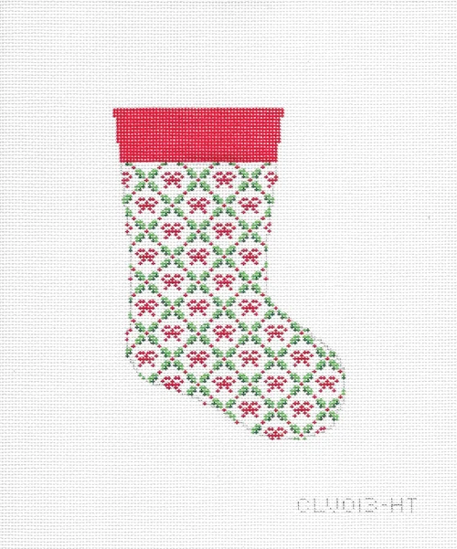 Mini Stocking- Holiday Trellis