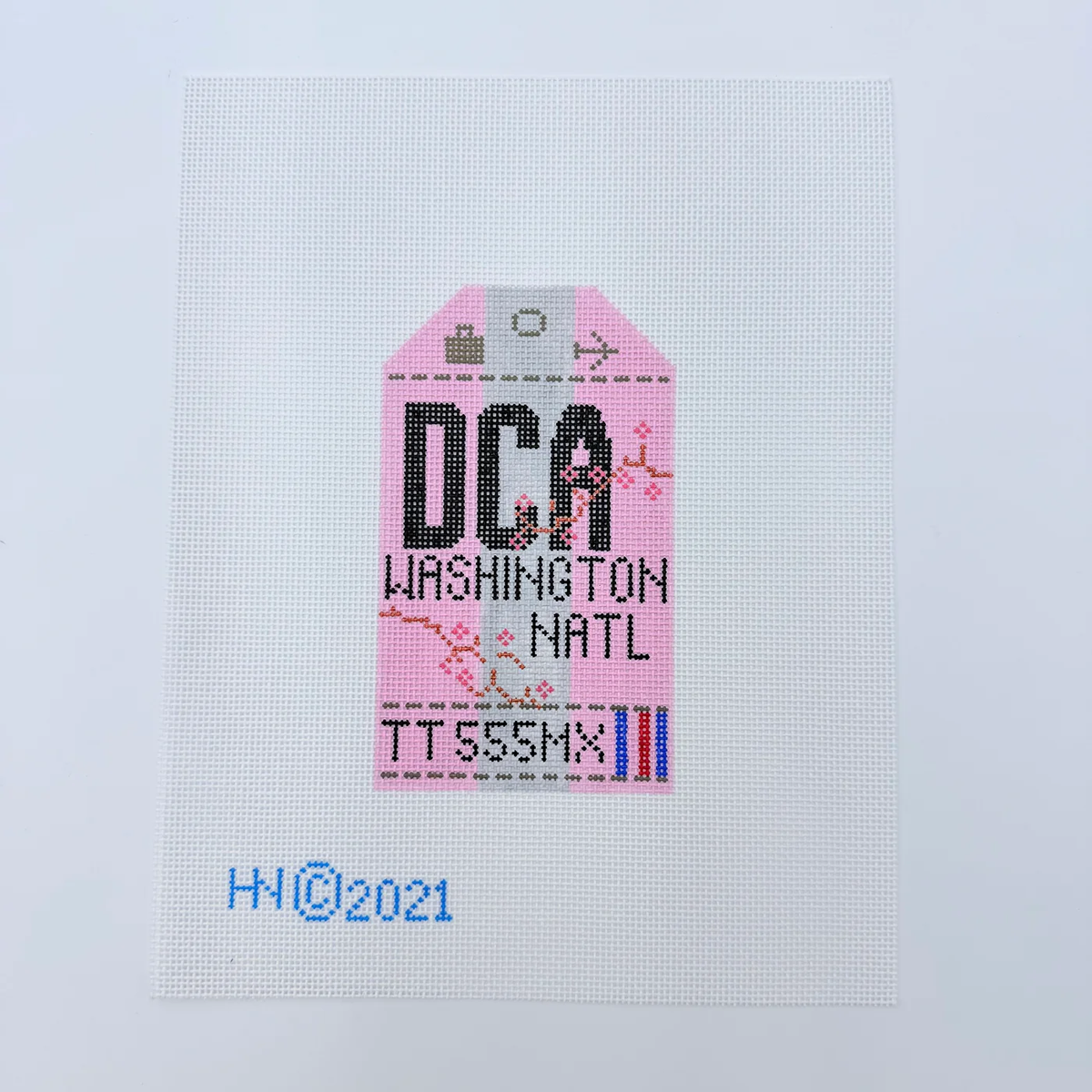 Washington DCA Retro Travel Tag Needlepoint Canvas