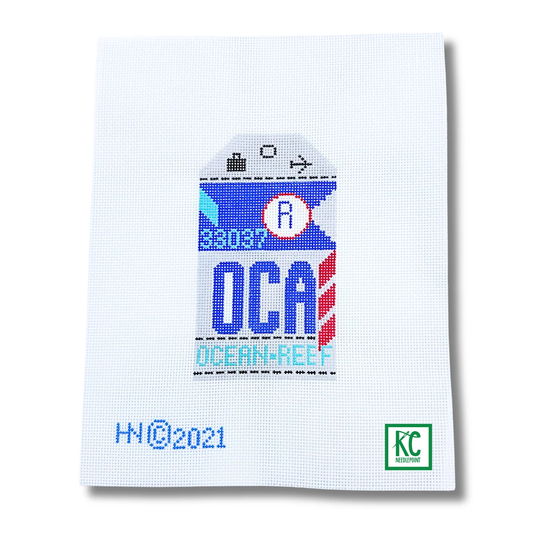 Ocean Reef Retro Travel Tag Needlepoint Canvas
