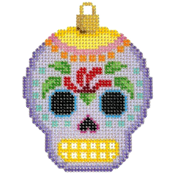 Sugar Skull Ornament - Purple