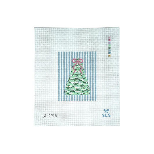 PASTEL CHRISTMAS, TREE W/BLUE STRIPES