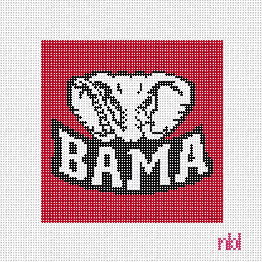 ALABAMA ELEPHANT 4 by 4 INCH SQUARE Red background