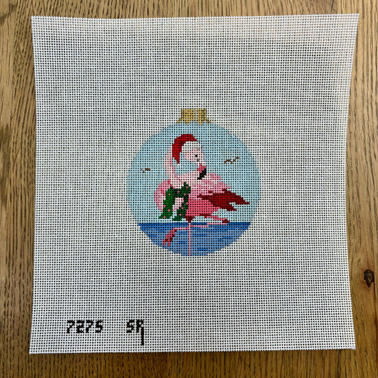 Santa Flamingo, 4.5" Round
